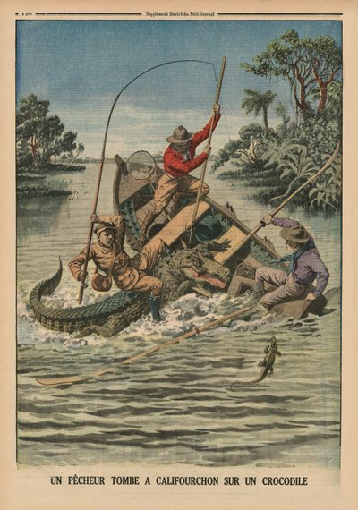 A fisherman astride a crocodile, back cover illustration from 